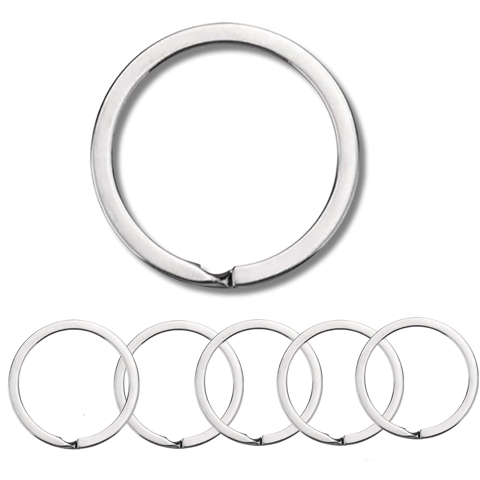 Dolaso 10 Pcs Key Ring Hoop,32mm Stainless Steel Key Rings Keyring Ringsfor Keychain, Car Keys, Dog Tag Ring, Crafts, Flat Split Rings