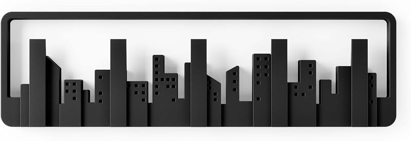 Skyline Multi Hook - Modern Wall Art with 5lb Hooks for Coats, Scarves & Bags Gray