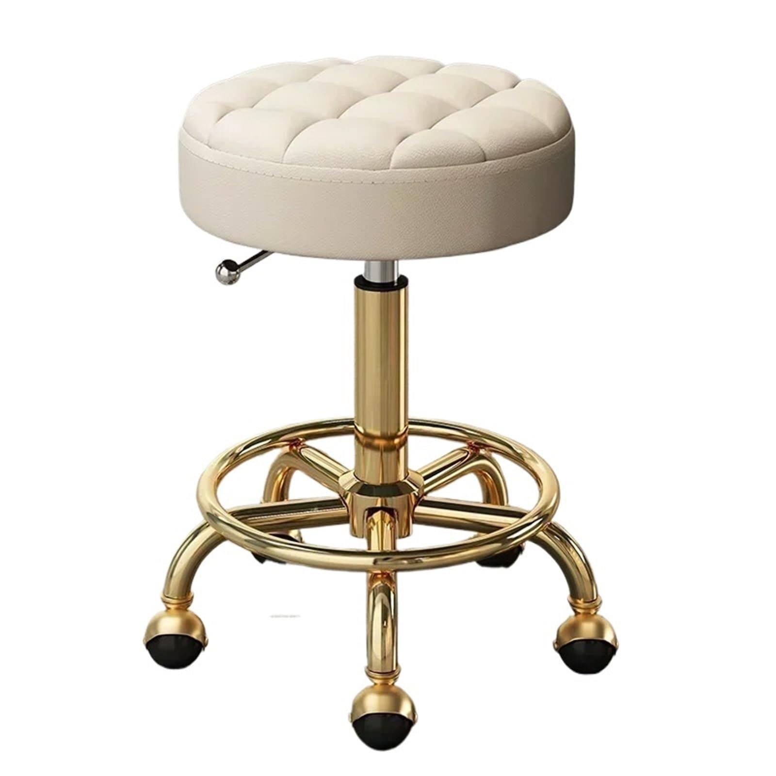 Hocker Master Chair Schönheitssalonhocker Friseurstühle mit Rädern und Rückenlehne Drehhocker mit Rädern Gewerbemöbel Rollhocker(Golden beige)