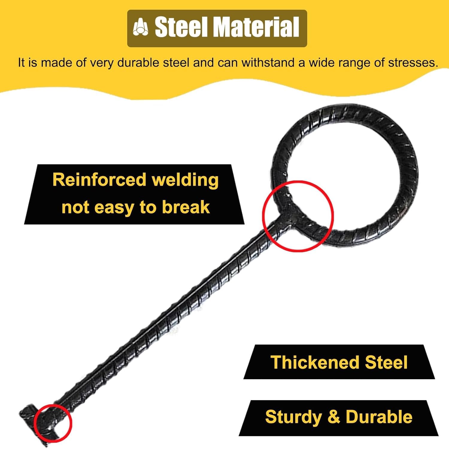 Manhole Hook Tool, Manhole Cover Hook, Single Storm Drains Extractor Tool with Round Handle, Multipurpose Portable Drain Grate Lid Risers for Outdoor(30cm (11 3/4