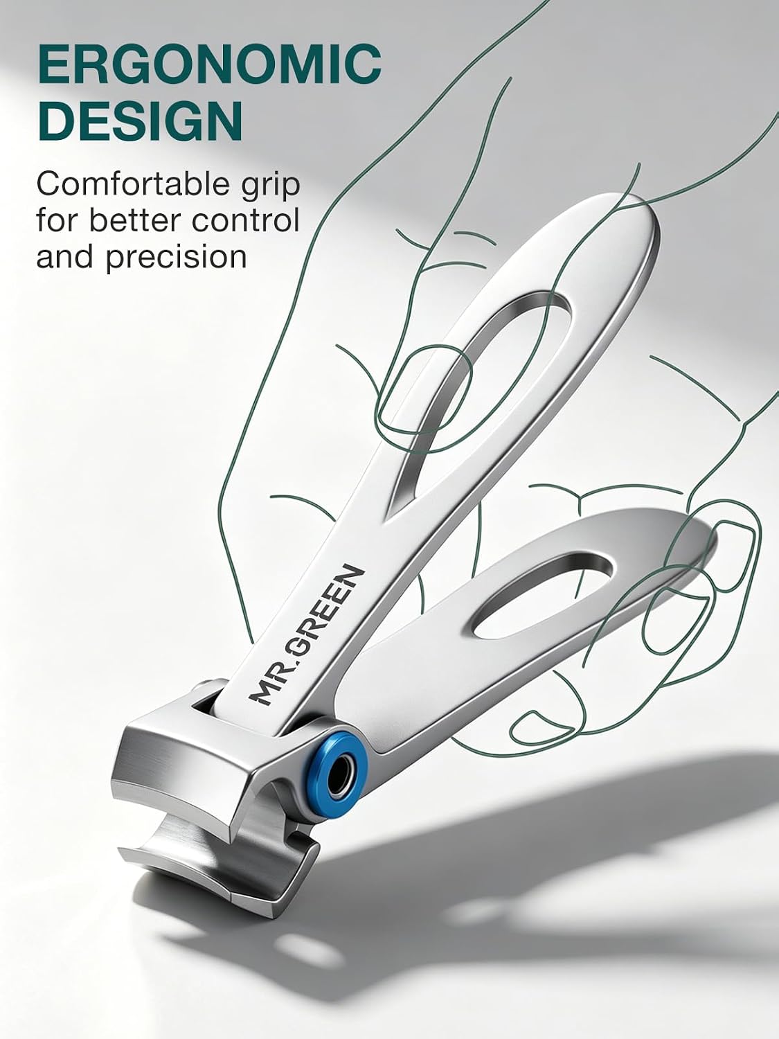 MR.GREEN Wide Jaw Nail Clipper for Thick Nails, Heavy Duty Toenail Clippers for Seniors, Professional German Stainless Steel Fingernail & Toenail Clipper, Large Opening Nail Cutter for Men Women