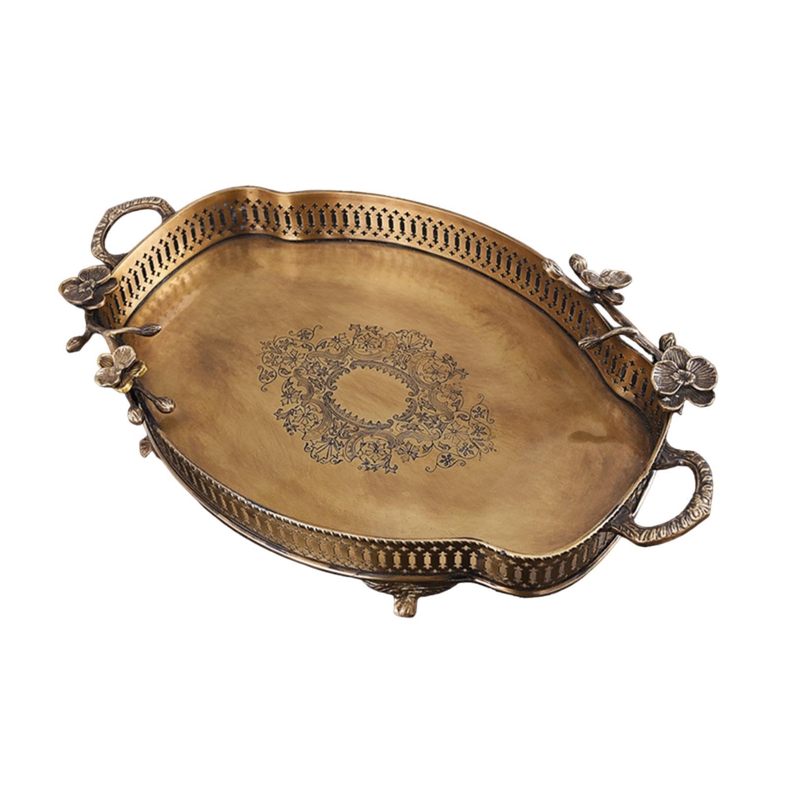 Bandeja organizadora para joyas, estilo vintage, hecha a mano, de cobre, para almacenamiento de anillos, soporte para aretes, plato para regalo de cumpleaños, estilo C