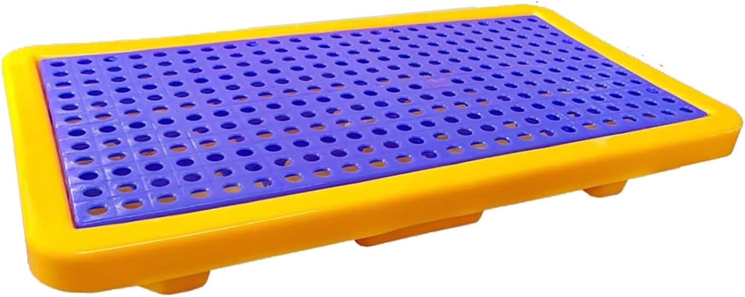 Heavy-Duty Spill Containment Platform with Drain - Slip-Resistant, Leakproof Detachable Plastic Spill Pallet - Ideal for Industrial Use (680x680x150mm)