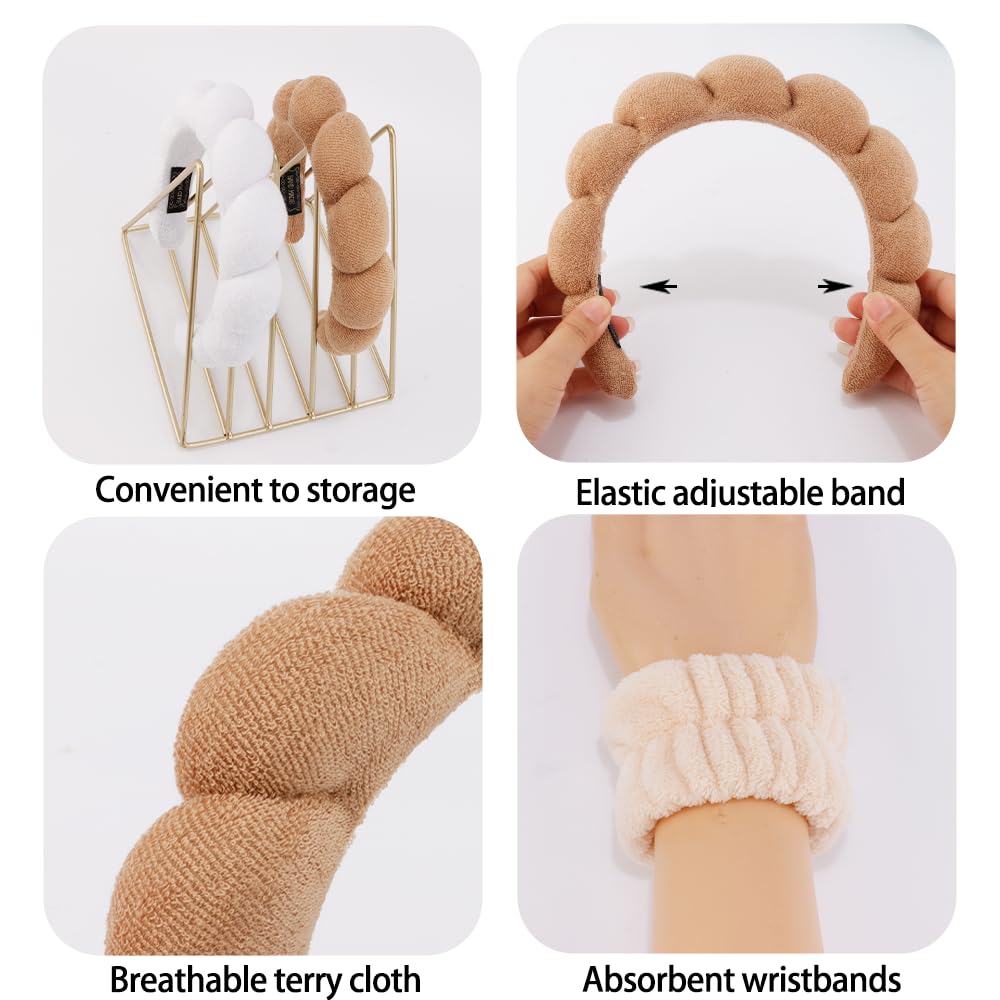 Set 2 Fasce Per Capelli In Spugna Di Cotone – Morbide E Assorbenti Per Lavaggio Viso, Trattamenti Viso, Trucco – Regalo Spa Per Lei