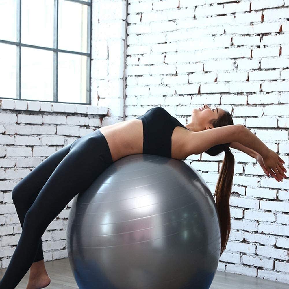 Pelota de Fitness, pelota de Yoga Pilates con bomba de aire, silla de oficina en casa, pérdida de peso, equilibrio, entrenamiento, pelota de asistencia for el parto ( Color : Silver , Size : 65CM )