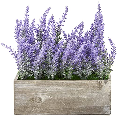 Juvale Artificial Lavender Plant In Rustic Pot Wooden Box (9 X 4 In) #TOP2