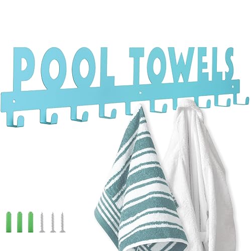 IBosins Large Pool Towel Rack with 10 Hooks, Towel Holder