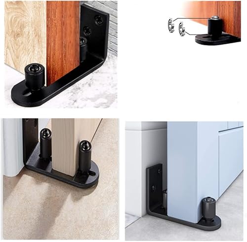 Miniatura 7 de szhdxsy - Guía de piso inferior para puerta corrediza de granero, rodillo ajustable, sistema de montaje en pared, diseño inferior plano empotrado,