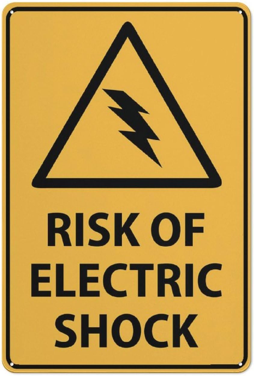 Risk of Electric Shock Rust Free Aluminum Sign - UV Printed, Weatherproof Decor with Pre-Drilled Holes for Home, Business - 12x16 Inch​