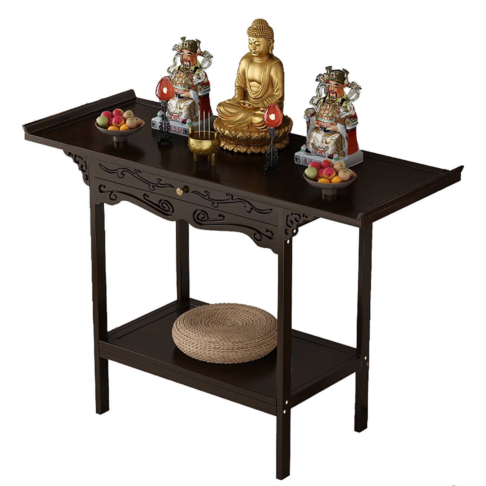 Meditationsaltar für spirituelle Zwecke, Altartisch im chinesischen Retro-Stil mit Schubladen, Meditationstisch, für Puja, Wahrsagerei, Anbetung, zur Präsentation von Gefäßen, Pflanzen und Büchern (