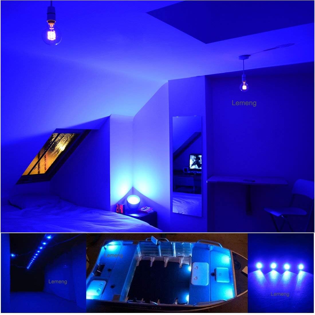 Ampoule LED MR16 à intensité variable 5 W Remplace l'équivalent halogène 50 W Culot double broches 12 V GU5.3 Éclairage spot 40 degrés pour éclairage intérieur et extérieur,Lot de 6,Bleu