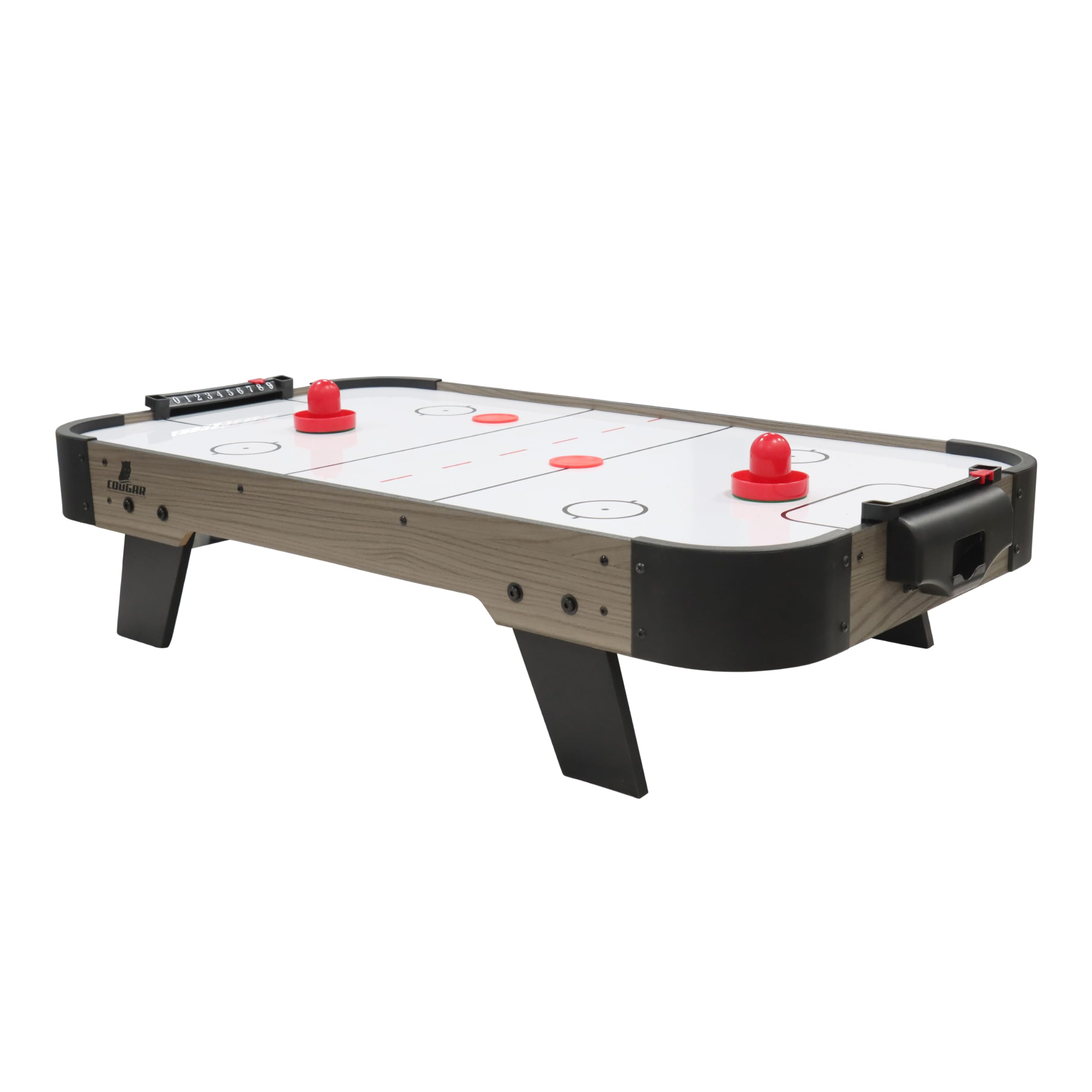 Cougar Mini Table De Air Hockey, 3Ft, Chêne/Grise | Table D' Air Hockey avec Accessoires (Palets Et Poussoirs) | pour Tous Les âges - Moteur Électrique 12 V | Dimensions : 92 X 51,5 X 25 Cm