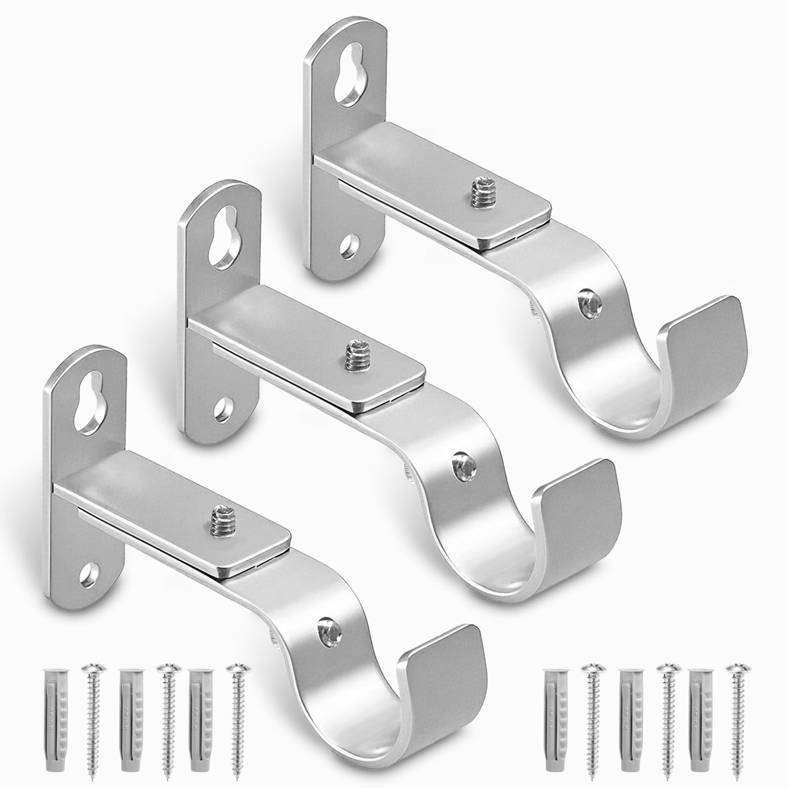 Curtain Rod Brackets - 3 Pack, Black -16