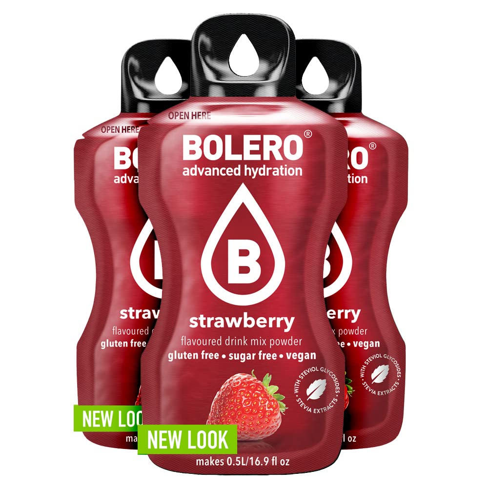 Bolero Drink 24 bolsitas 3 g fruta preparada en polvo soluble bebida fresca 72 gramos endulzado stevia plátano fresa