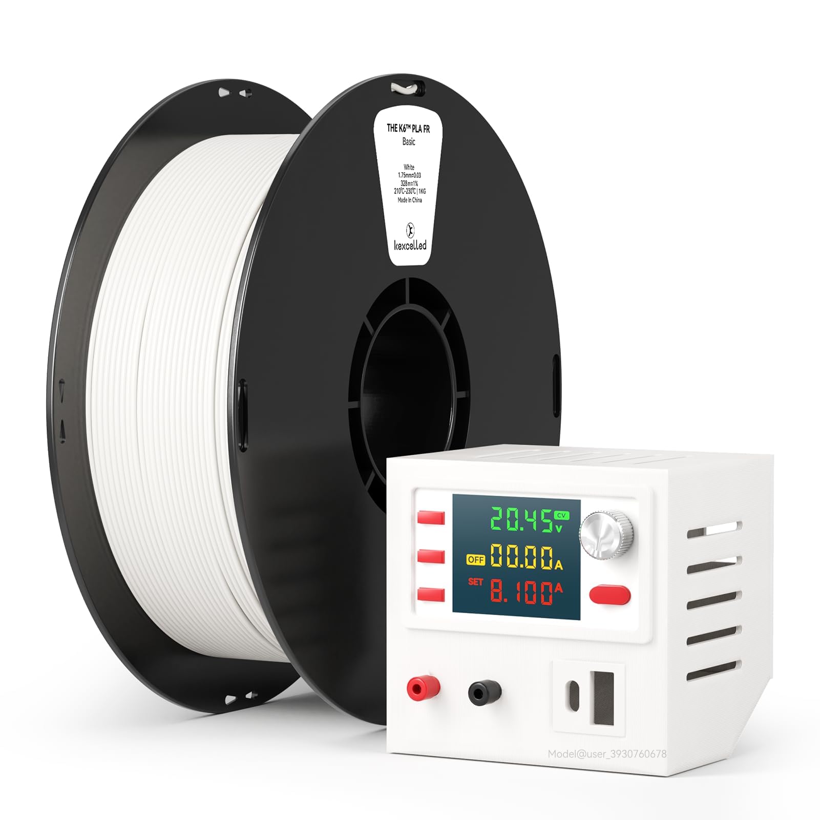 kexcelled PLA Niepalne Filament do Drukarek 3D 1,75 mm +/- 0,03 mm, Wysoka Wytrzymałość, Materiał Niepalny Klasy UL94-V0, Szpula 1 kg (2,2 lbs), Biały | Materiał drukarki 3D, dokładność wymiarowa +/- 0,03 mm, łatwa do drukowania, wysoka wytrzymałość