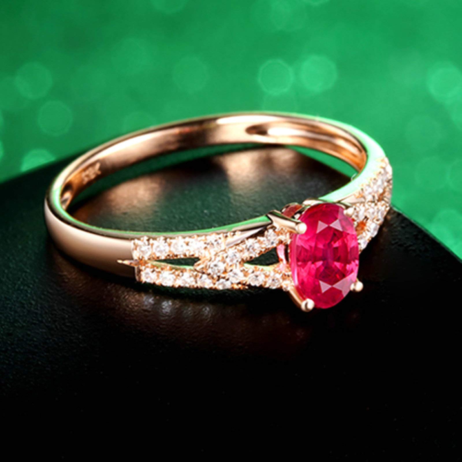 Beydodo Pierścionek z różowego złota 750 z diamentem pierścionek solitaire z owalnym rubin obrączki ślubne damskie bez niklu e 18 karatów (750) czerwone złoto, 54 (17,2), colore: różowy (Rosegold), cod. TLLWGZ5679
