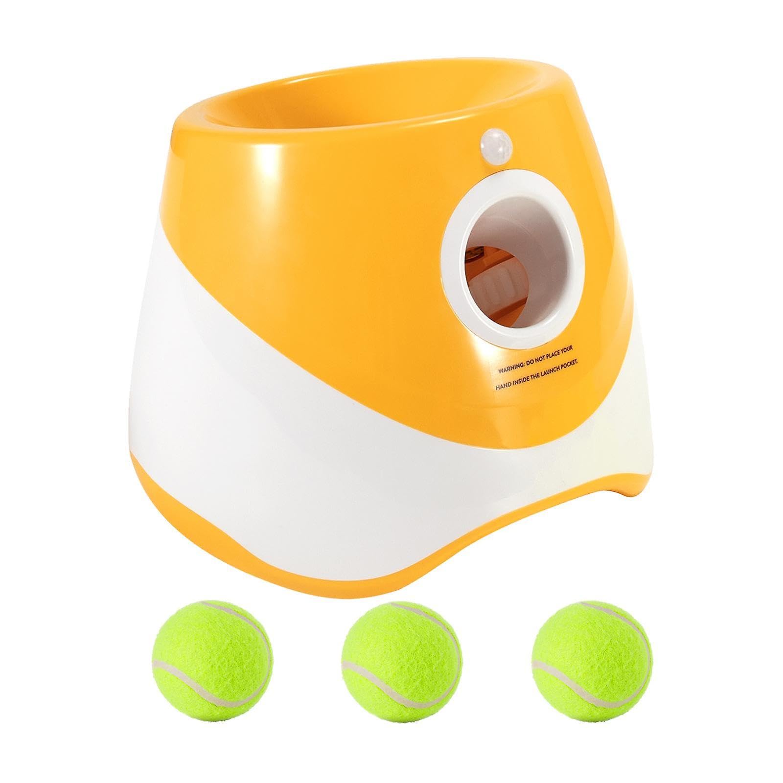 Lanceur de balle automatique pour chiens avec 3 balles interactives pour petits jouets orange