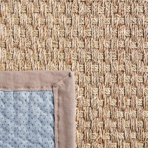 SAFAVIEH Area Rug 9x12 - Natural Fiber Collection - Large - Natural & Grey, Seagrass, Basketweave Pattern with Border (NF114P) - Image 8