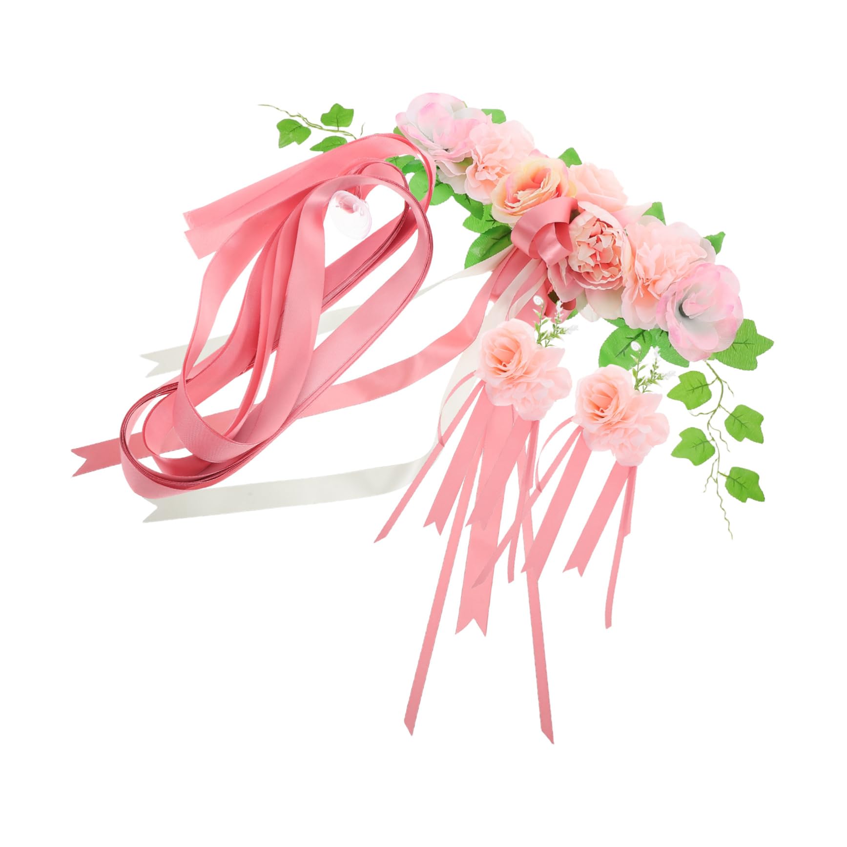 Abaodam Hochzeitsauto Dekoration mit Künstlichen Seidenrosen in Rosa Verblassungsbeständig und Elegant Inklusive Autohaubenschleife für Fahrzeug und Feierdeko