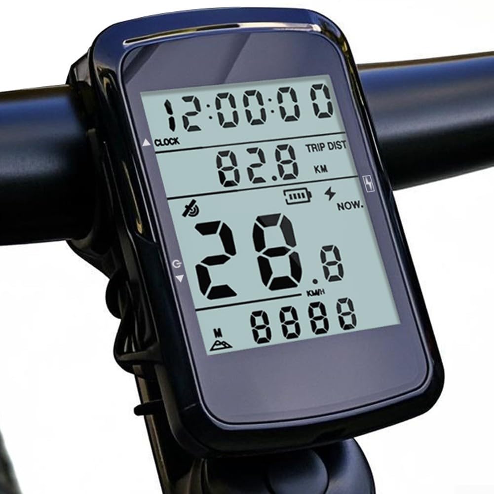 Kabelloser Fahrradcomputer, GPS-Tacho und Kilometerzähler mit 2,4-Zoll-LCD-Bildschirm, 28 Stunden Akkulaufzeit, automatische Kalibrierung von Metriken (Computer + Erweiterung) Sport & Freizeit