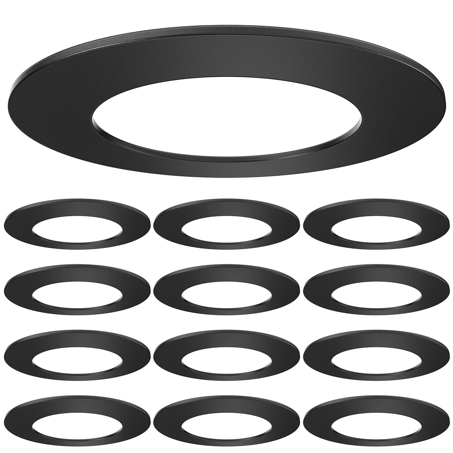 Sunco 12 Pack Goof Rings 4 Inch Recessed Lights, Can Light Trim Ring Flush Mount, Black Matte Finish, Durable Plastic Design, Ultra Thin