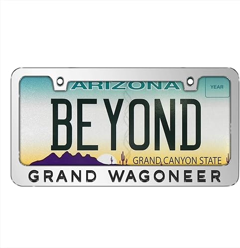 Miniatura 2 de Para Jeep Grand Wagoneer en 3D negro sobre espejo marco de matrícula de metal cromado