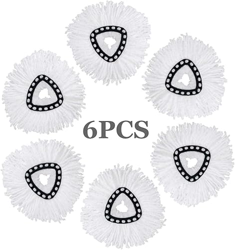 Paquete de 6 cabezales de repuesto de trapeador giratorio de microfibra para trapeador de fácil limpieza