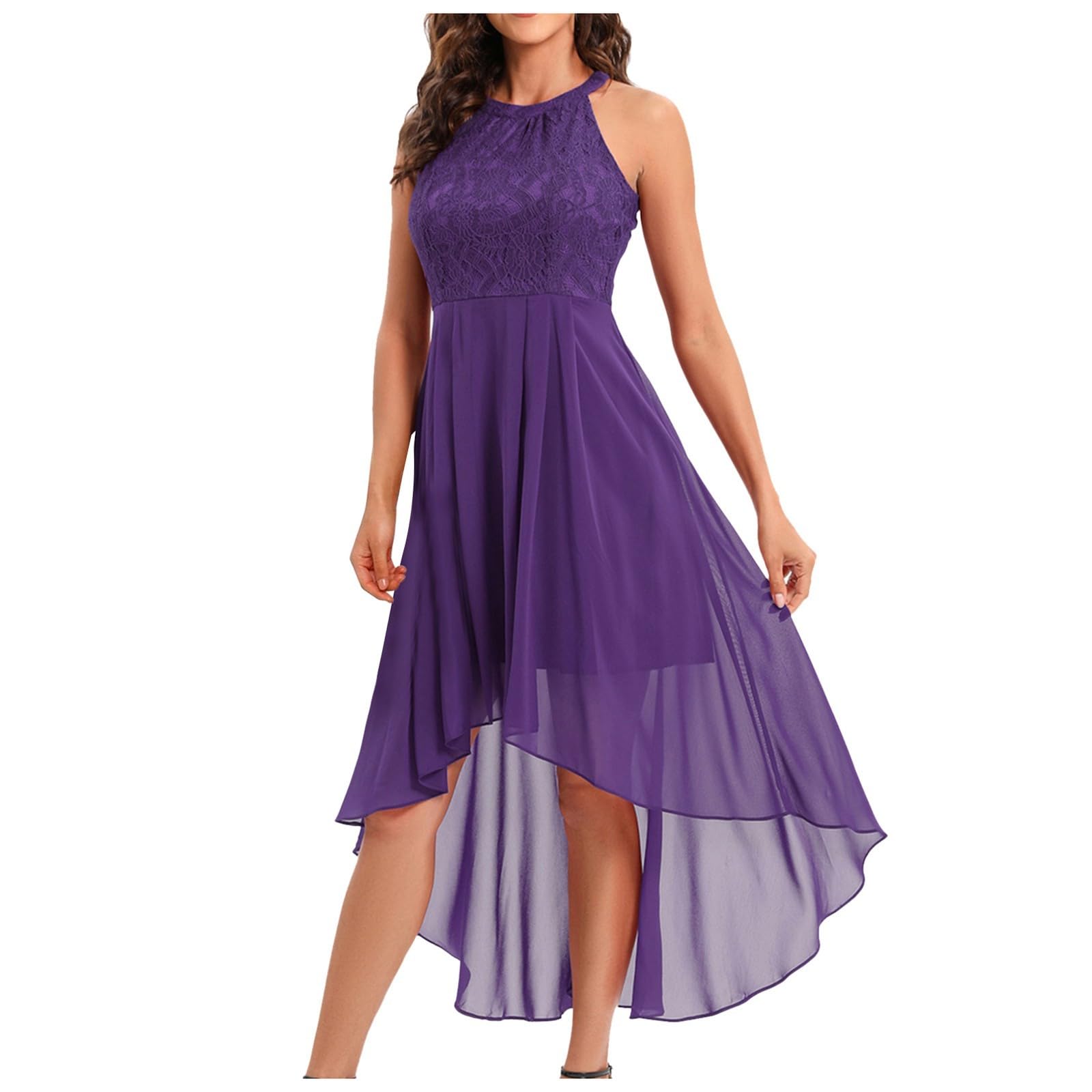 Generico Vestito Cerimonia Donna Abito da Sposa Sexy per Matrimonio Elegante Curvy Gonna Ampia Dress Schiena Scoperta Civile Abiti Cocktail Corto Davanti Lungo Dietro