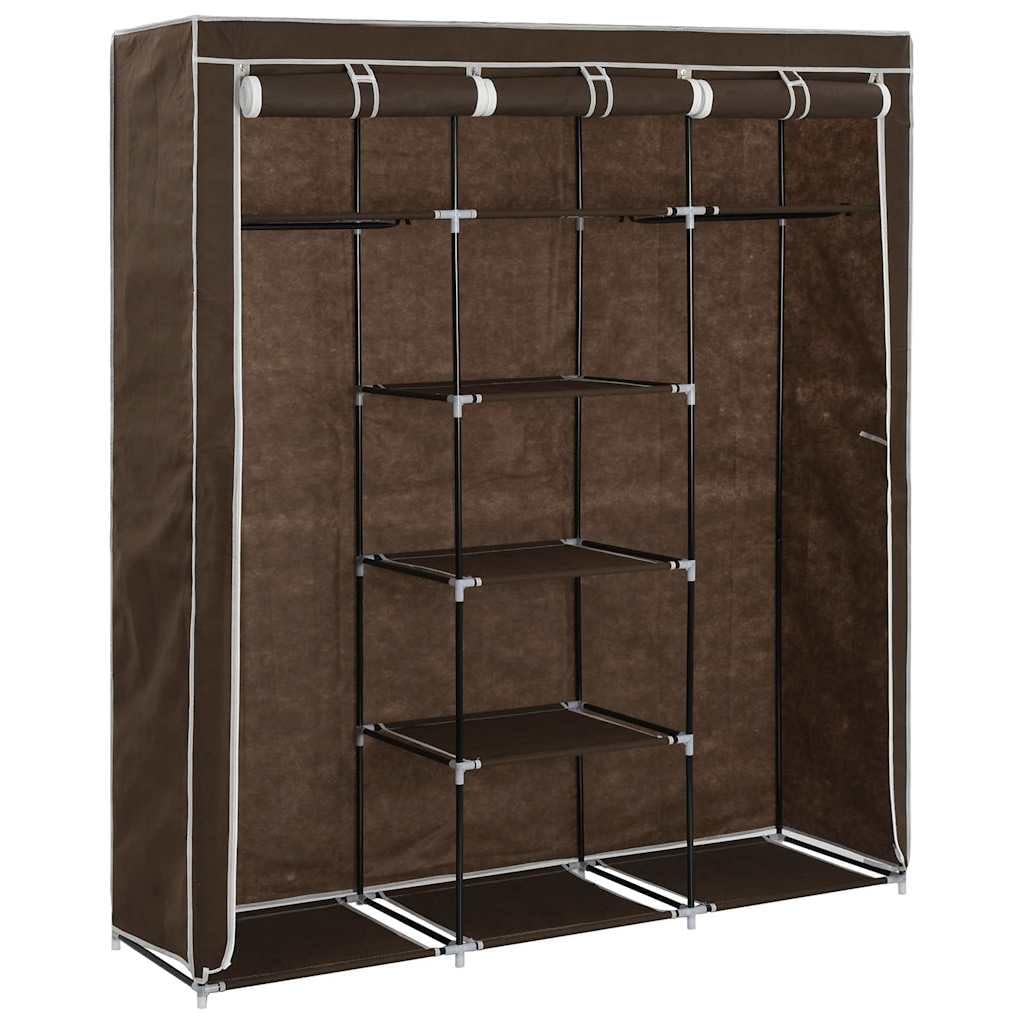 vidaXL Armadio con Scomparti e Aste Marrone 150x45x175 cm in Tessuto Guardaroba Utile Pratico Comodo Funzionale Soluzione Salvaspazio Robusto Solido