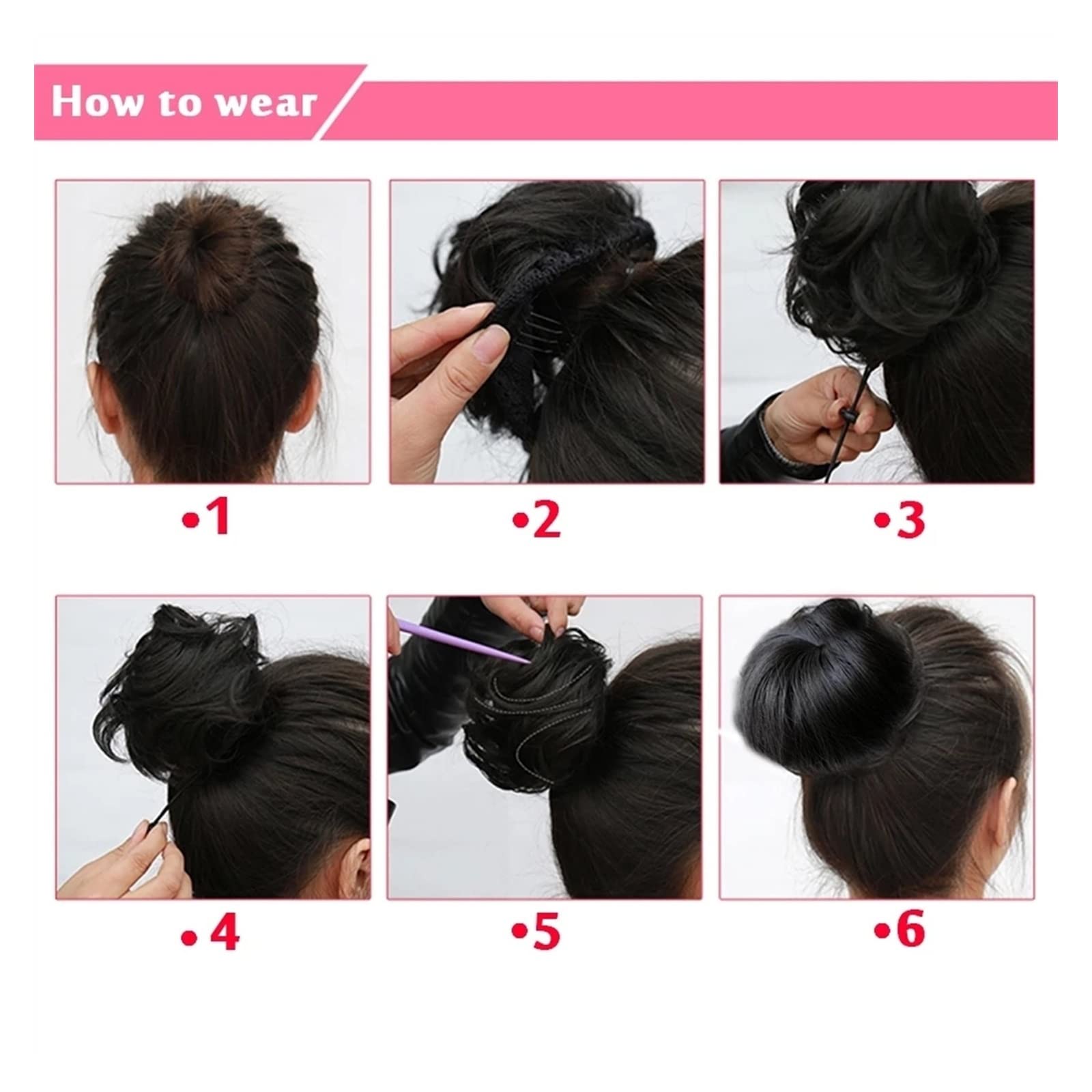 Elastici per capelli per donna Chignon dritto Chignon dritto Chignon ciambella sintetica Parrucchino con coulisse sintetica Chignon da balletto finto per donne Ragazze Lady Chignon per capelli