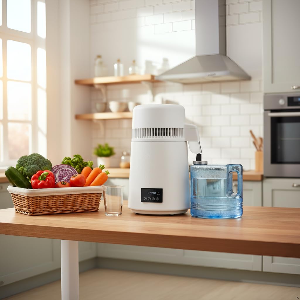 CO-Z 1.1 Gal Water Distiller, Distilled Water Machine with 0-99H Timer & Reservation, 750W Distilled Water Maker for Drinking Water Purification, Countertop Water Distiller for Home Office Travel More