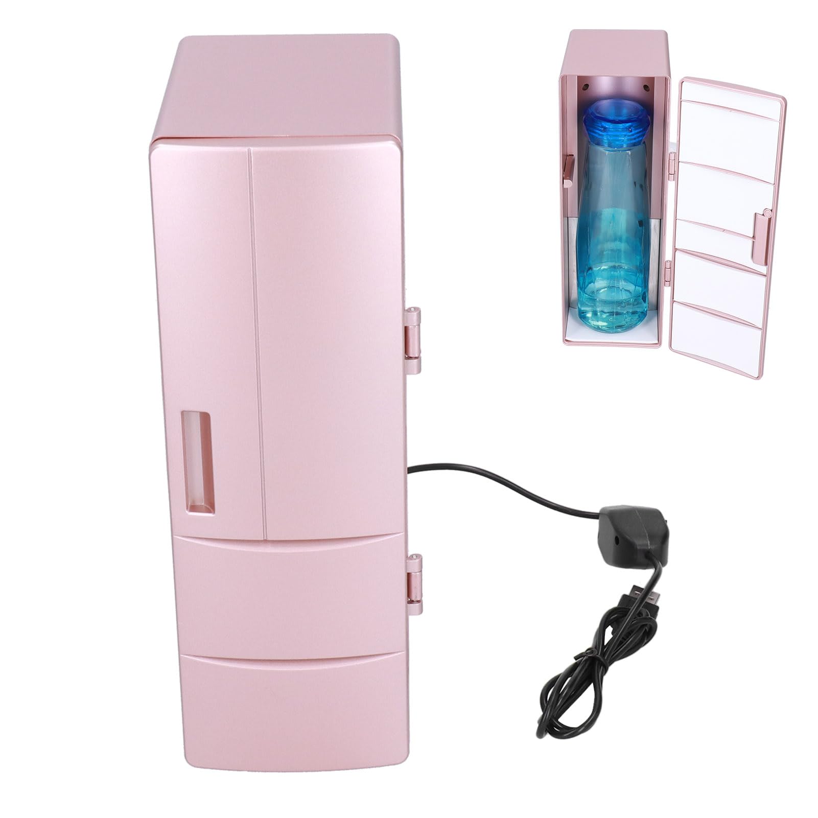 Mini Frigo,Piccolo USB Cosmetici Portatile Mini Frigo Refrigerato Oro Rosa Dispositivo di Raffreddamento Frigo Frigo più Caldo Frigoriferi Compatti