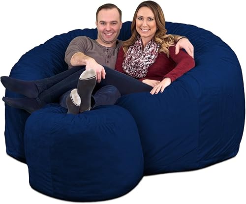 Ultimate Sack 6000 - Puf con reposapiés Muebles con relleno de espuma gigante fundas lavables a máquina, costuras dobles cosidas, forro interior