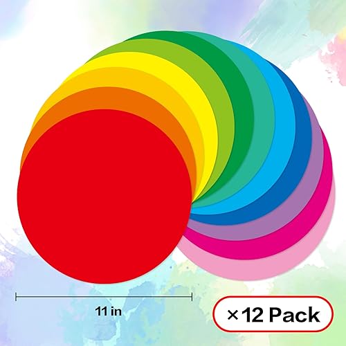 Miniatura 2 de Paquete de 12 círculos coloridos de borrado en seco de 11 pulgadas para mesa de aula, calcomanías circulares extraíbles para pizarras blancas,