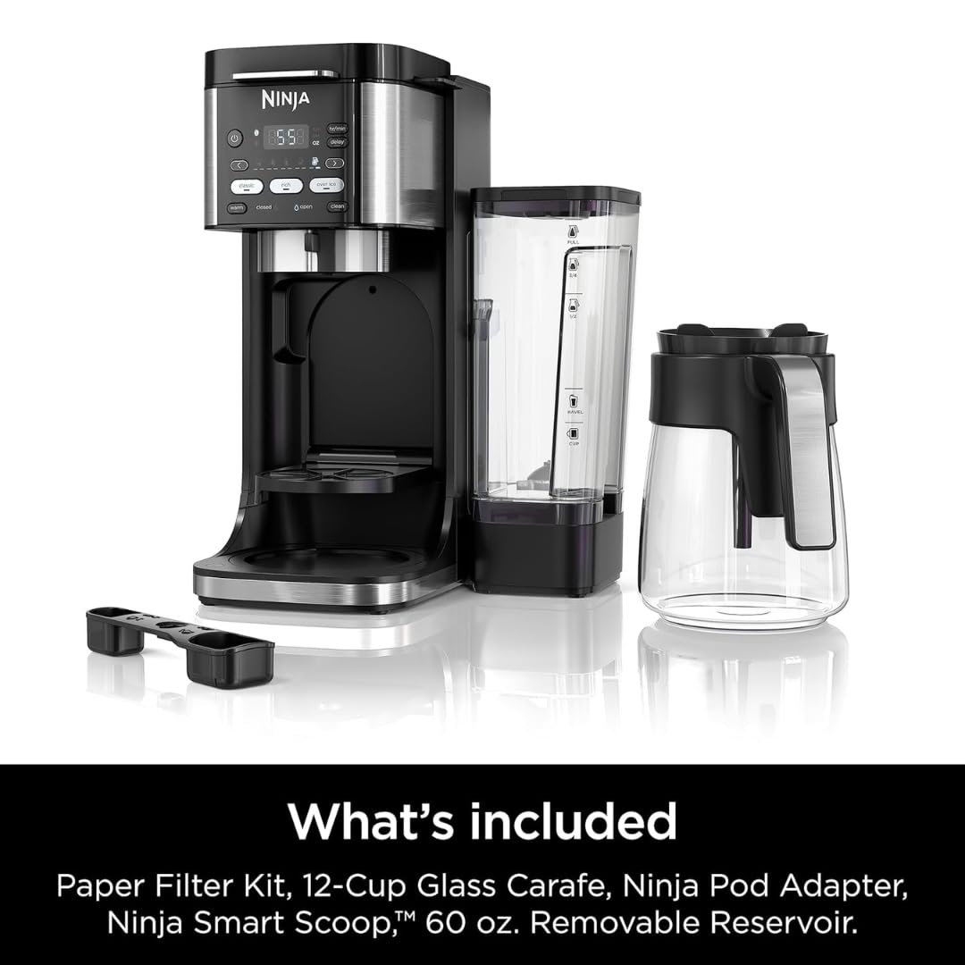 Ninja DualBrew Pro CFP101 Drip Coffee Maker – Hot & Iced, K-Cup Compatible, 3 Brew Styles, 60oz Reservoir – Black