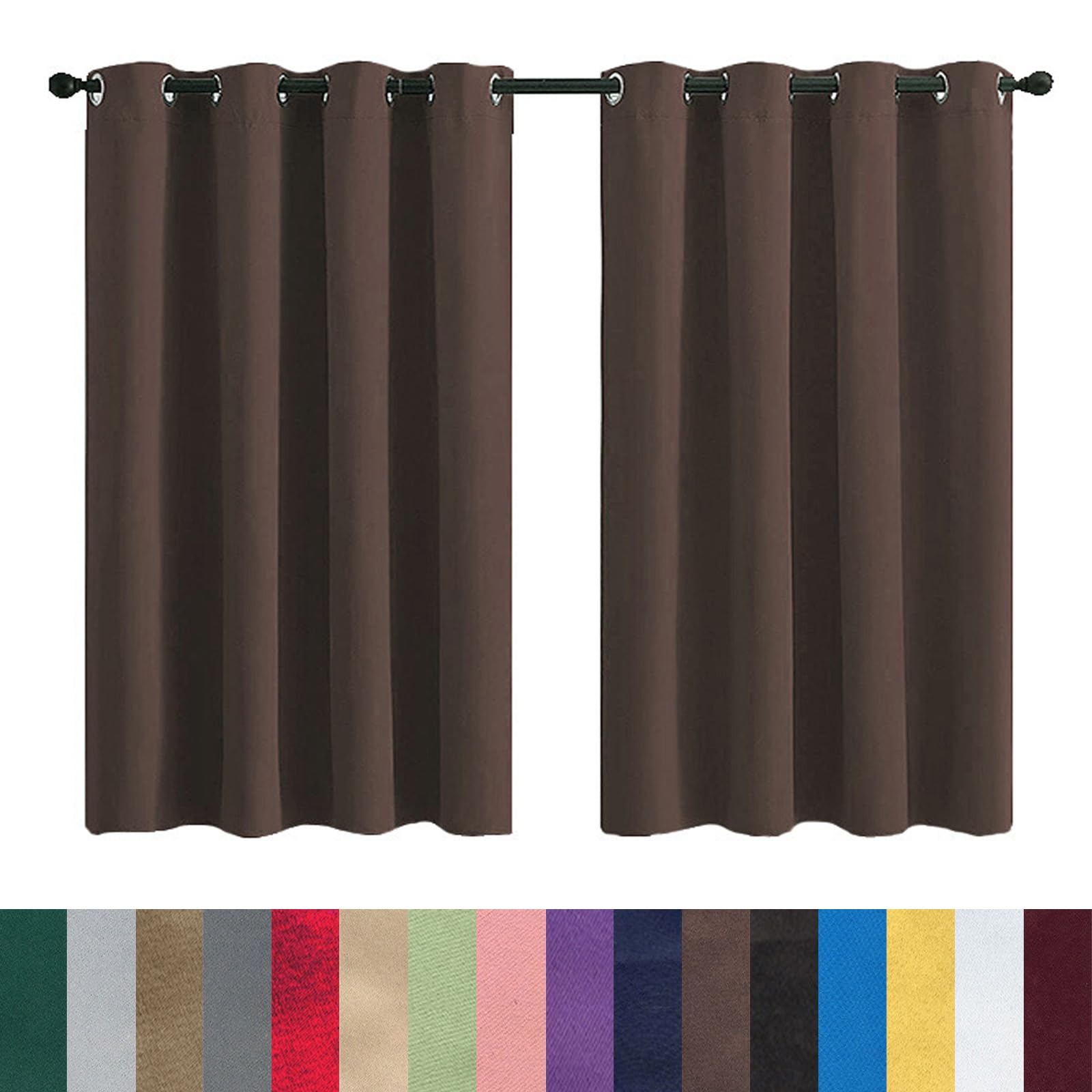 GAIFNAG 100% Blackout Eyelet Curtains 180 x 200 cm Thermal Insulated & Noise Reducing, Facile da Installare Blackout Curtains Pencil Pleat Curtain for Apartment/Hotel Dorm, Brown