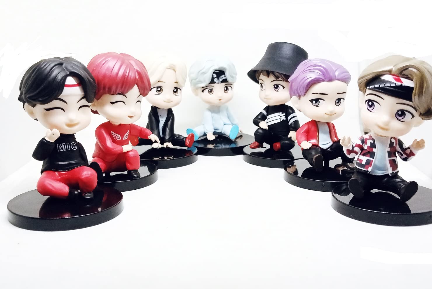 Trunkin Bangtan Boys V JIN RM Jimin Jungkook SUGA J-Hope | BTS BT21 Bangtan Boys| Action Figure Height - 7.4cm Set C2 Figurine D, Rubber