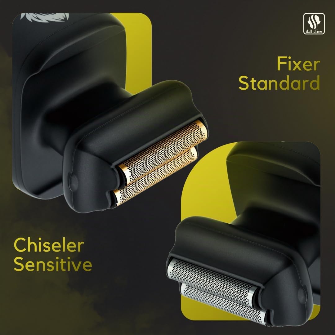 Skull Shaver One Lion PRO Rasoio per il Viso per Uomo - Rasoio Elettrico con Doppia Lamina Scalata, Argento | Rasoio Elettrico con Doppia Lamina Scalata, Per Uomo