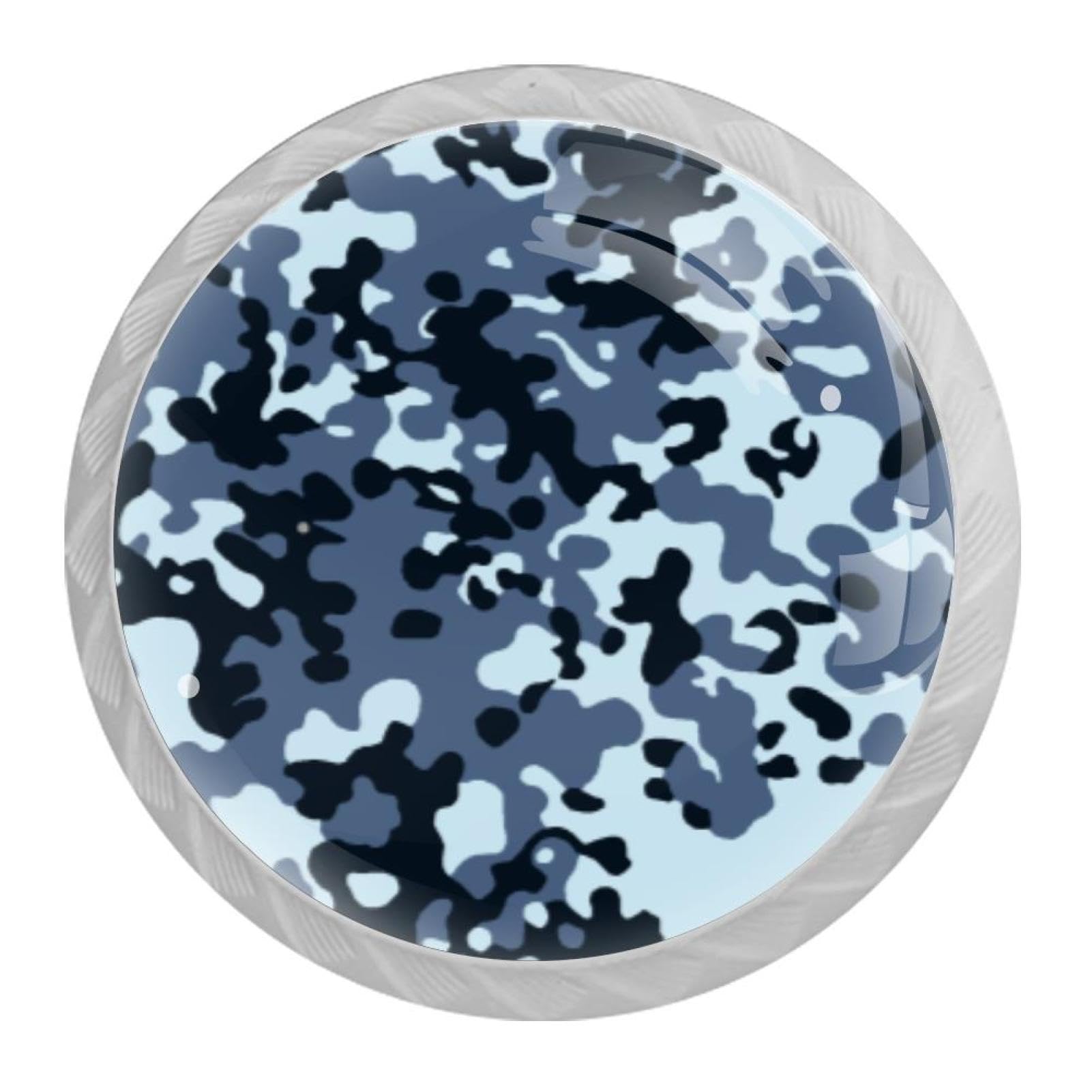 Tqmspg Multi08 4 Pieces Drawer Pulls Camouflage Pattern Door Knobs Dresser Handles For Kitchen Wardrobe Cupboard Hardware Furniture