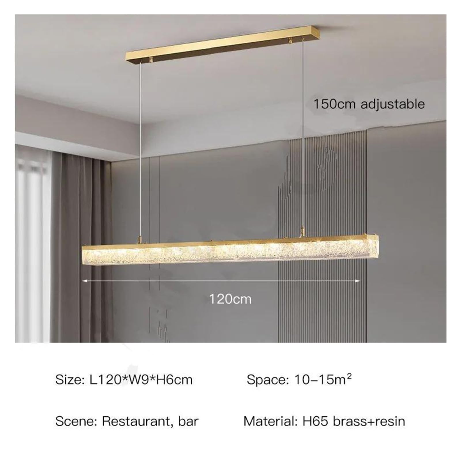Genérico Lámparas de araña, Lámpara colgante LED moderna de lujo for sala estar, dormitorio y comedor con diseño brillo dorado pálido(120cm)