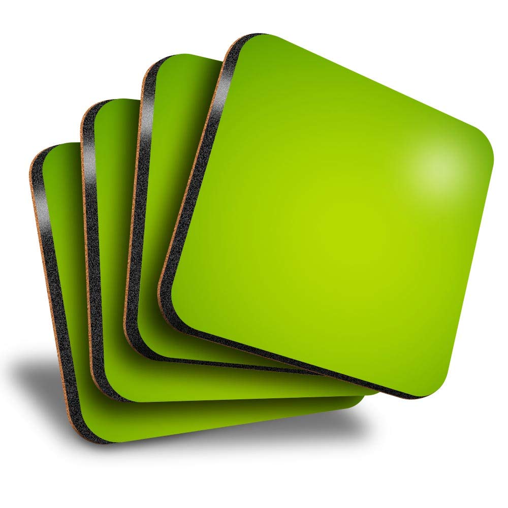 Destination Vinyl Ltd Multicolor Great Coasters (Set Of 4) Square - Lime Green Colour Fade Drink Glossy Coasters/Tabletop Protection For Any Table Type #14805