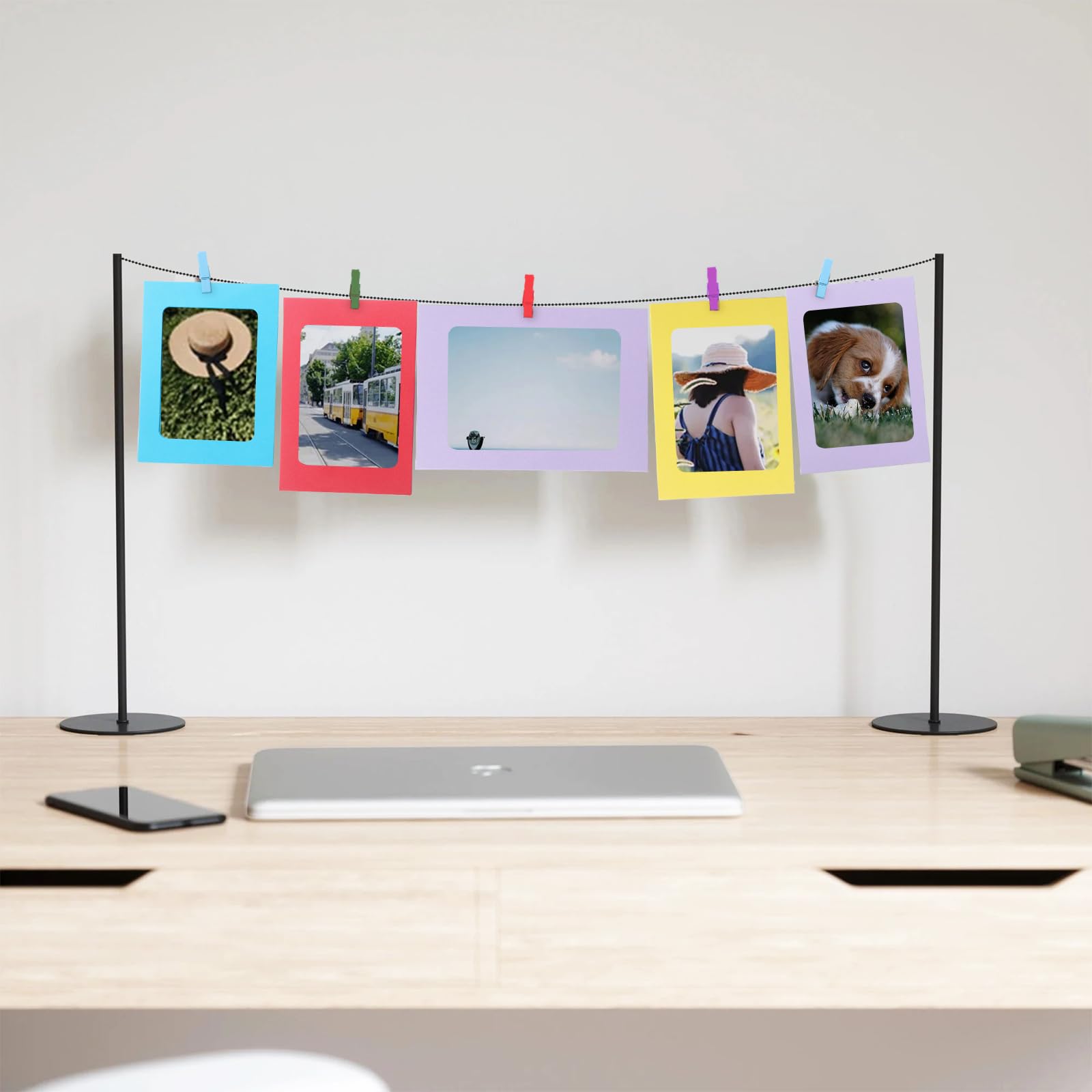 Kit Cornici Foto In Carta Kraft - 40 Cornici + 40 Clip + 4 Corde | Decorazione Parete Fai Da Te - Foto 9