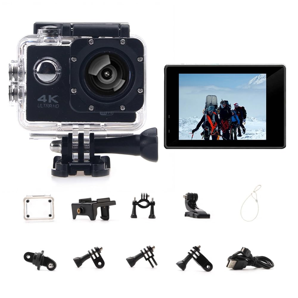 Action Camera for Yamaha Sight 2018-2022, with 4K Recording Support, EIS Sports Helmet Motorcycle Camera, Loop Recording, Time-Lapse, Playback,A Black