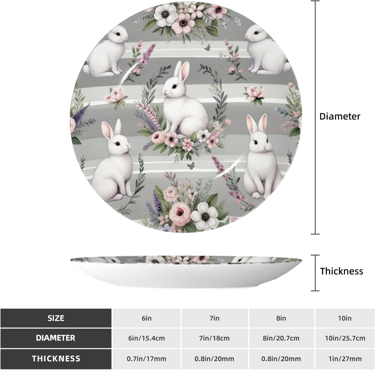 Adorable-Easter-Rabbits 10 Inch Decorative Plate With Stand, Elegant Display Wall Plate For Home Decor