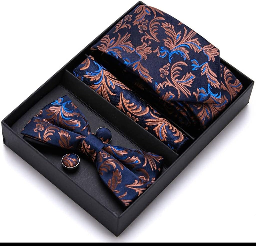 Men Bow Tie and Handkerchief Set Bowtie Slim Necktie Gift Box