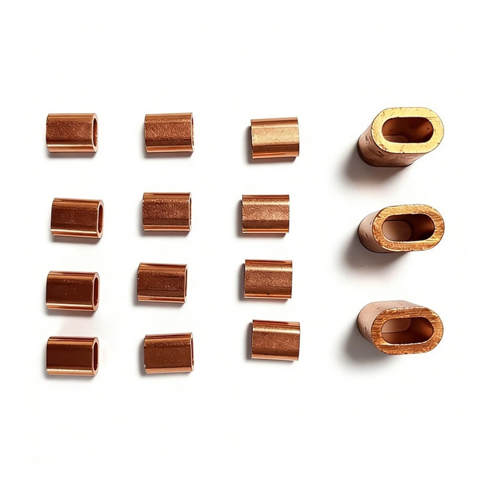 Manchon rond cuivre sertissage Embouts ovales en cuivre de taille M1 à M12, raccords boucle sertir, Clip fixation for câble acier, pince Ellipse(Size M12 1pcs)