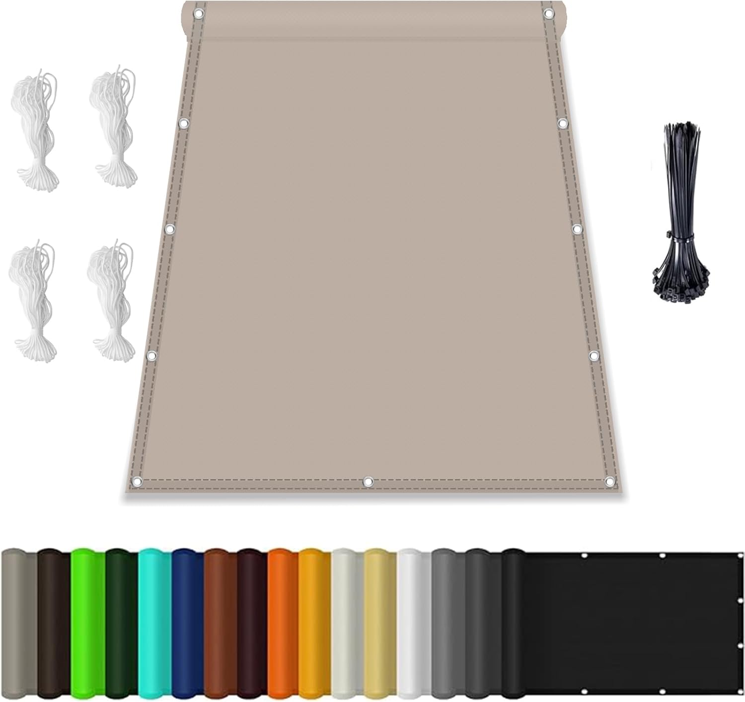 Waterproof Rectangular Awning with Eyelets, Made to Measure Fabric, 95