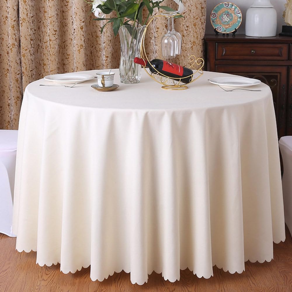 Nappe ronde 320 cm élégante beige blanc pour table de banquet
