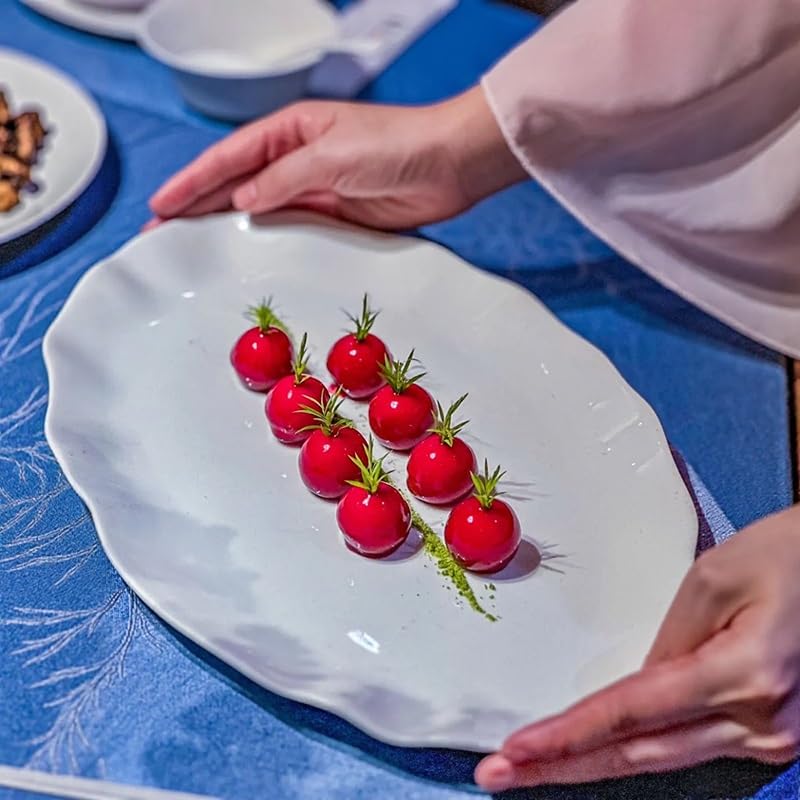 TEESONG Talerz obiadowy talerze do naczyń 35 cm hotelowa kuchnia zastawa stołowa ceramiczny płaski talerz w kształcie litery Dan ekspozycja specjalistyczna restauracja klub zimne naczynie talerz do
