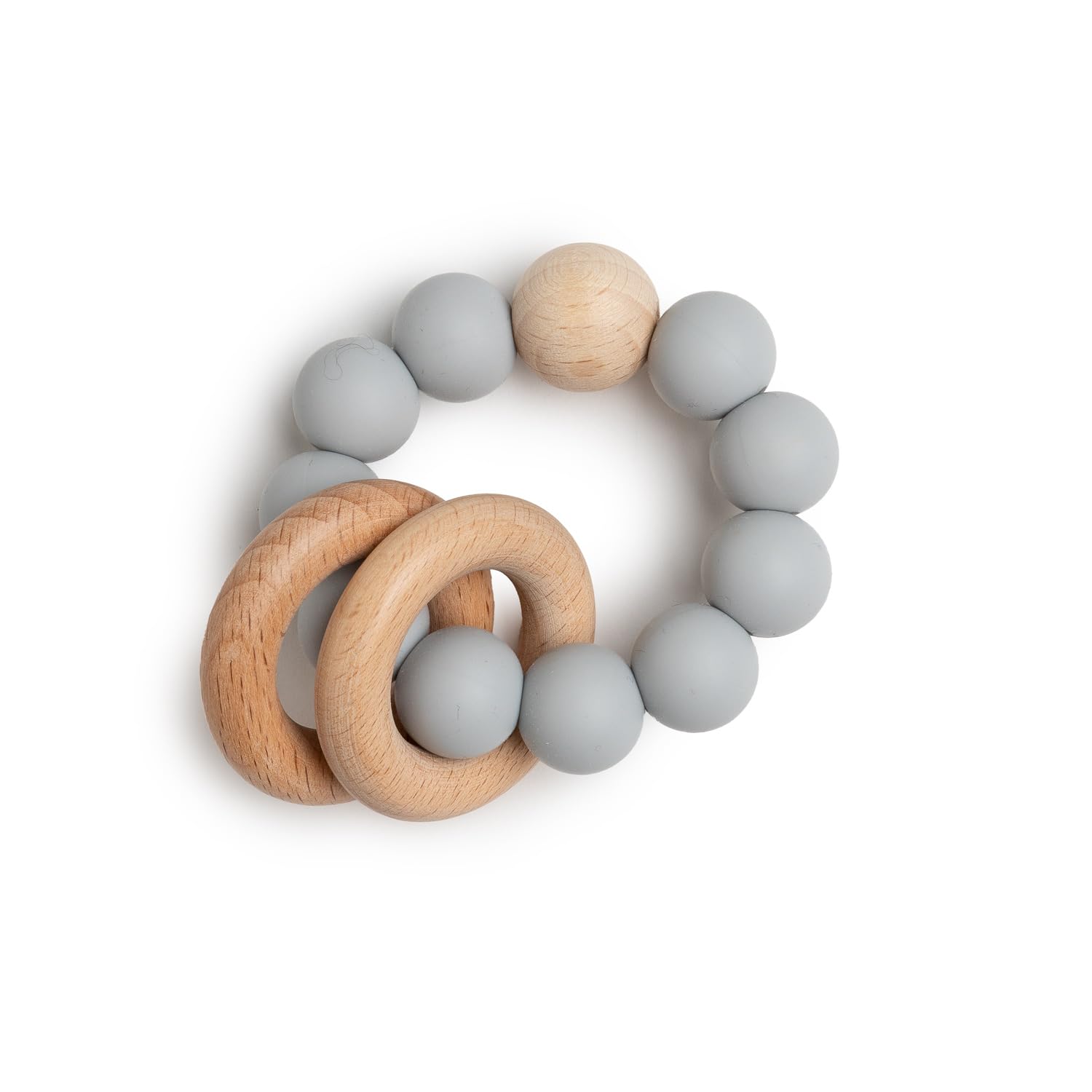 Deluxe-Geschenkset für Neugeborene, Farbe: Grau, inkl. Musselin + Häkel-Hasen-Rassel, Schnuller und Beißring aus Silikon + Personalisierbar mit Babyname | BebeDeParis
